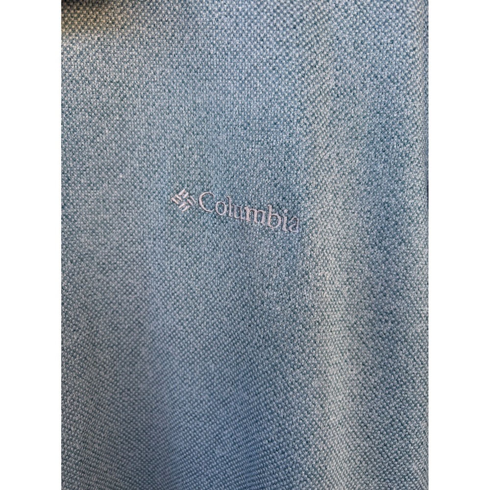 Columbia Mens Omni-Shade Polo Shirt Blue Green Textured Short Sleeve XM6449 L - Picture 2 of 6